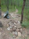 <p>Exposed roots were protected with piled rock and an elevated tread</p>