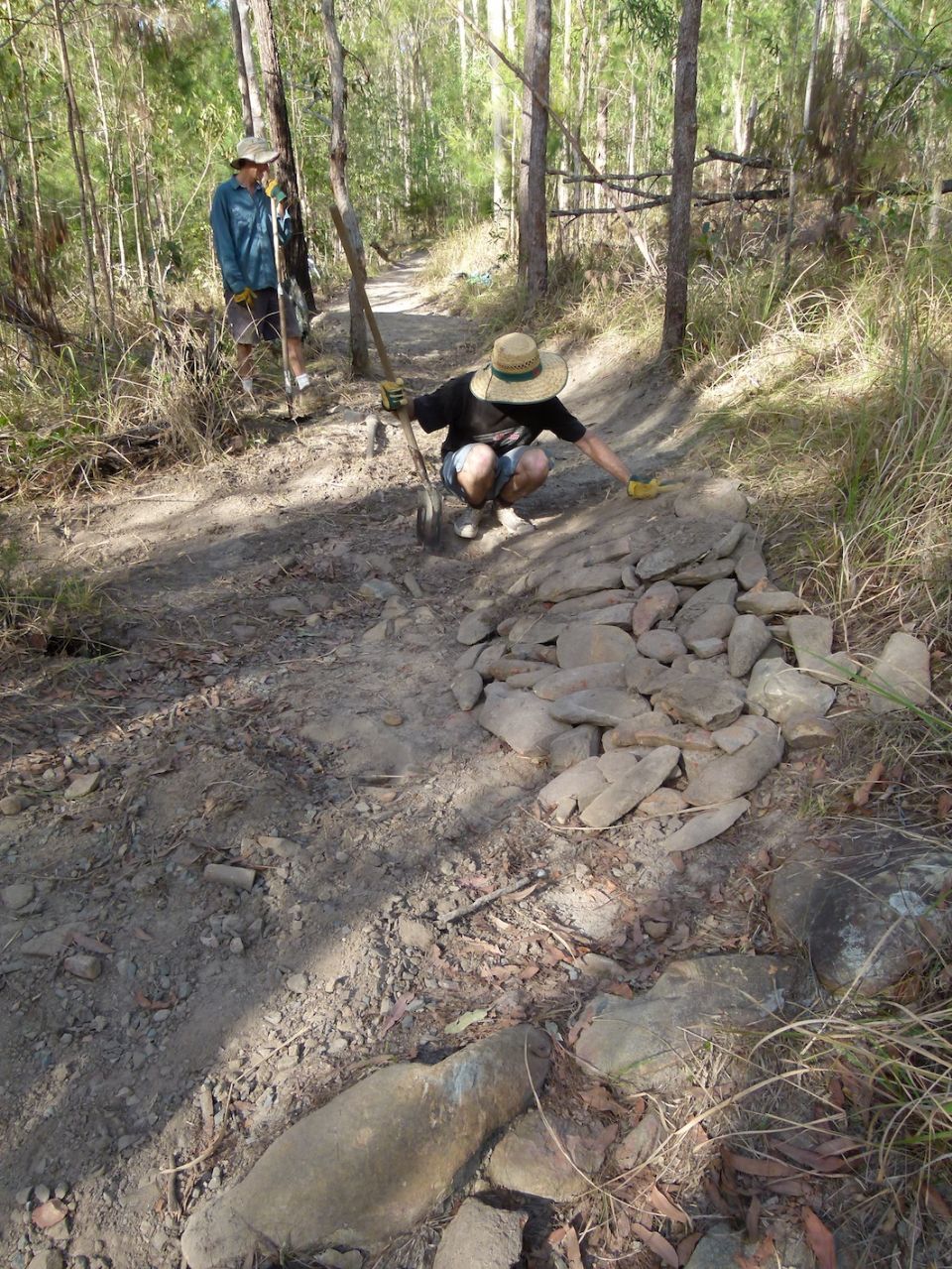 Starting to fill gaps with small stones and soil
