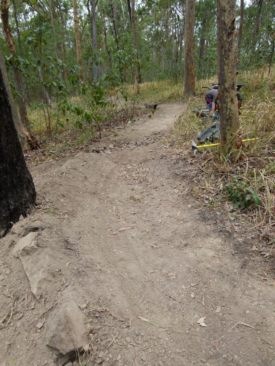 Looking downhill from the catch berm