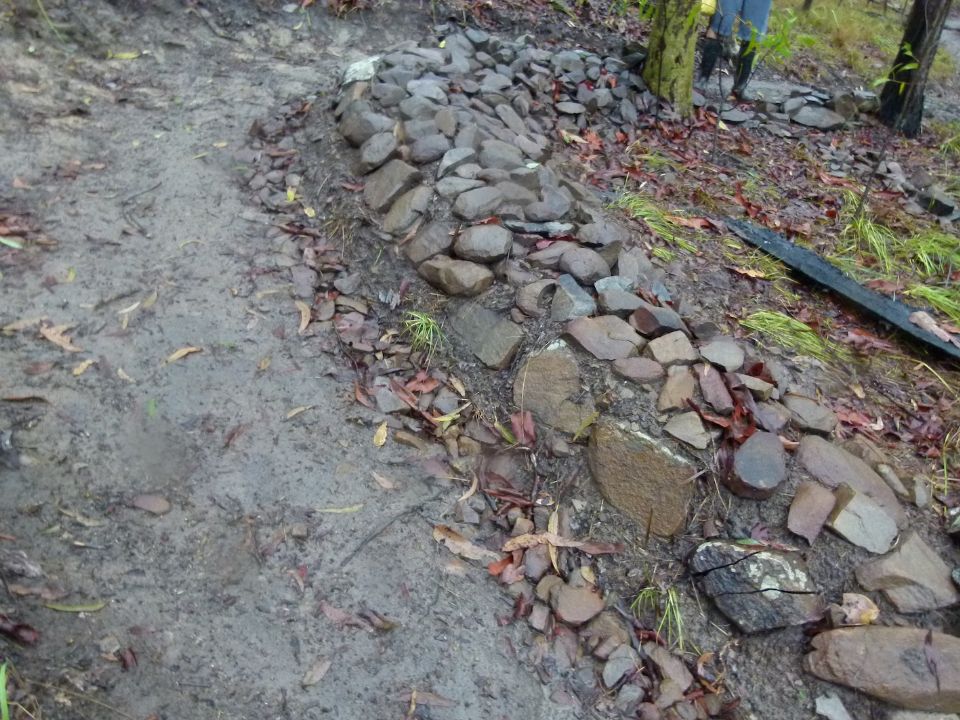 Water following an inslope drain