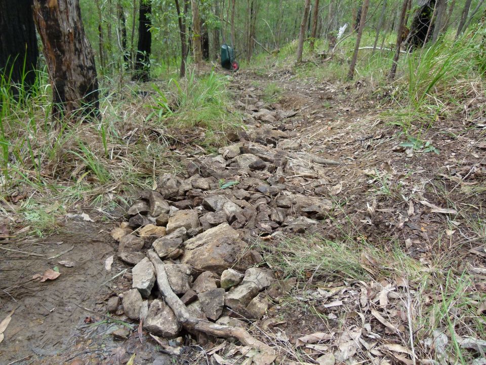 The old trail line is now all rocks